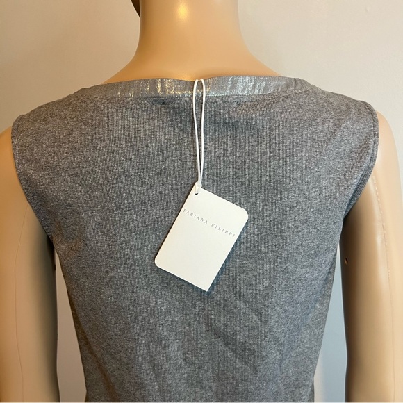 FABIANA FILIPPI COTTON ROUND NECK TANK TOP WITH JEWEL DETAIL NWT Size S - Picture 11 of 13